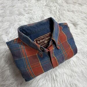 Vintage MARLBORO Western Cowboy Flannel Shirt XL Blue Plaid 1980's Rare USA Made